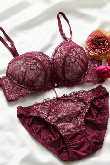 【northerly bra フィットシリーズ 脇胸スッキリ】大柄ストレッチレースブラジャー&ショーツセット