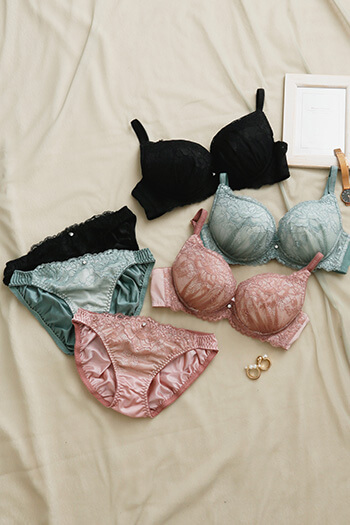 【新色】【northerly bra フィットシリーズ 楽ちんフィット】Sレース角付きバイリンブラジャー&ショーツセット