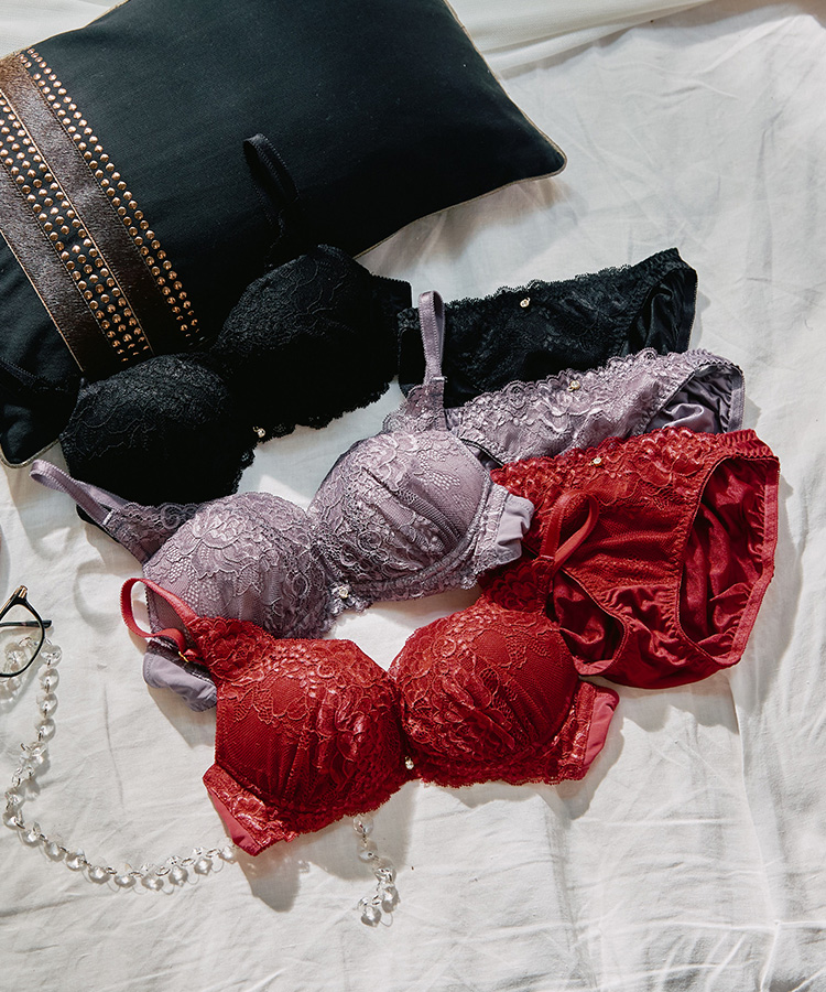 【northerly bra フィットシリーズ 谷間メイク】　カシュクールレースモールド　ブラジャー＆ショーツSet　B～Fカップ 