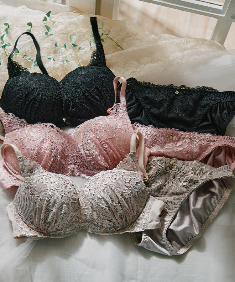 【northerly bra フィットシリーズ 谷間メイク】　カシュクールレースモールド　ブラジャー＆ショーツSet　B～Fカップ 
