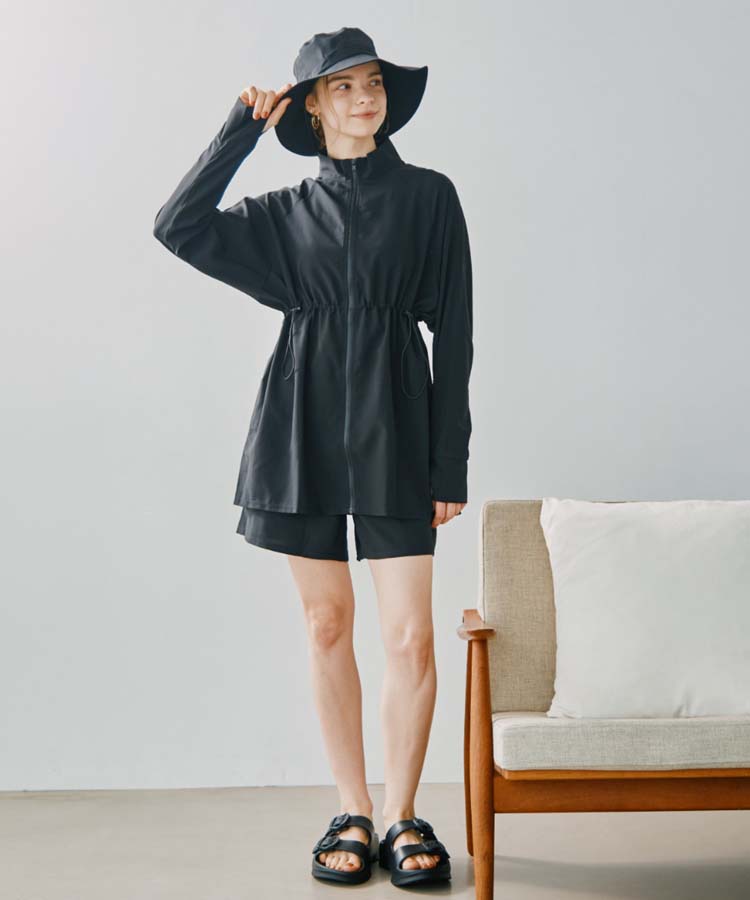 紫外線防止】【UVカット】WEB限定 バケットハット付きUVカットリブ