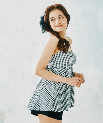 【WEB限定】ペプラムチェック3点セット【Beach Queen（ビーチクイーン）】