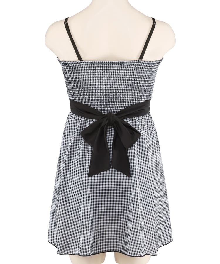 2026年新作】チェックギャザーバックリボンAラインワンピースビキニ