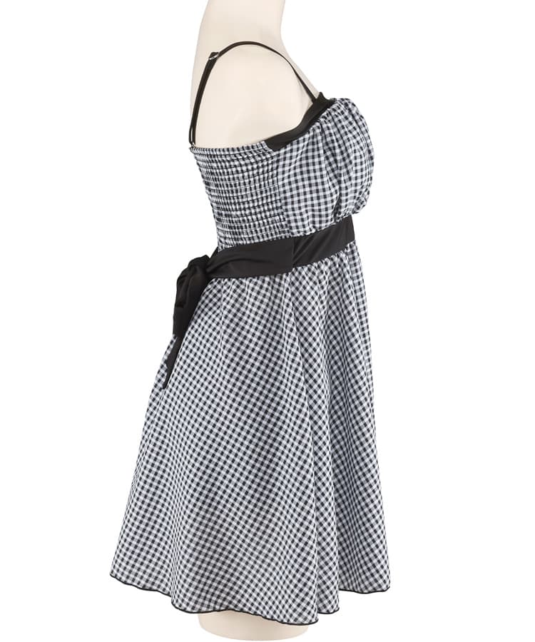 2026年新作】チェックギャザーバックリボンAラインワンピースビキニ