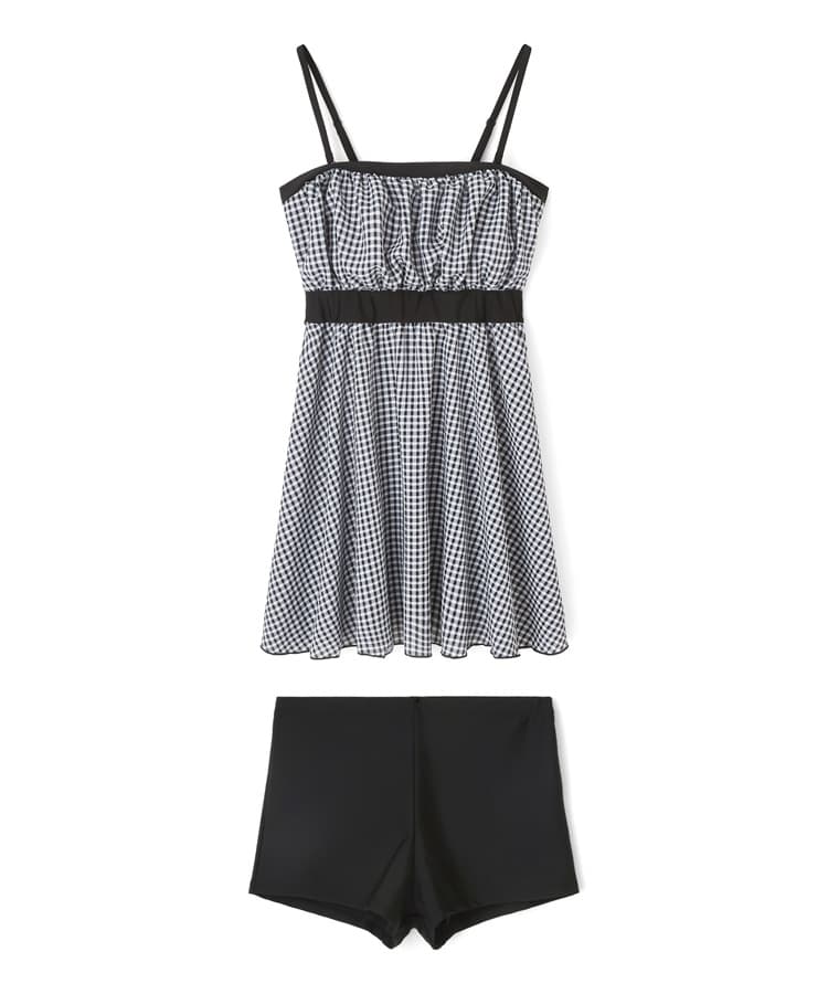 2026年新作】チェックギャザーバックリボンAラインワンピースビキニ