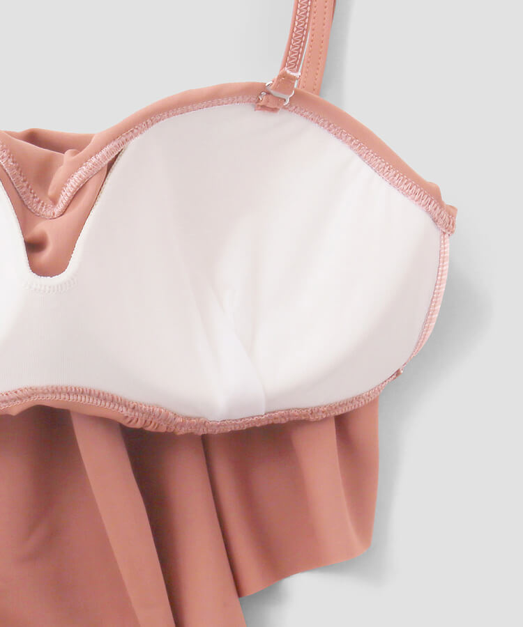 無地2段フレアトップ ハイウェストビキニ 水着【BLUE EDGE】