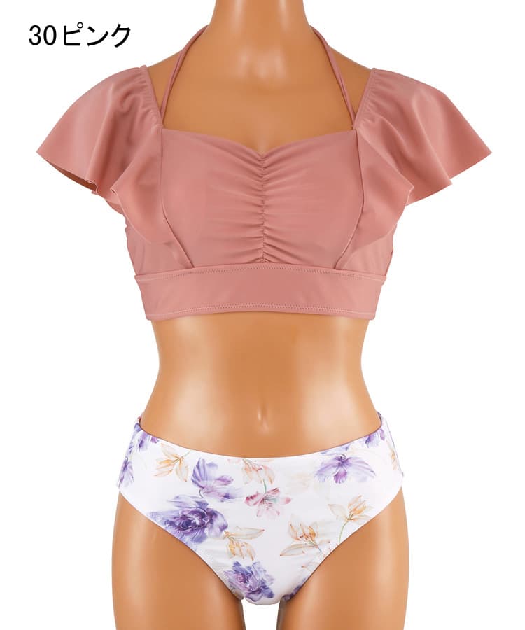 新品タグ付 三愛フラワープリント 水着 2024年新作】water flower 3点セット水着【Totasu eleven