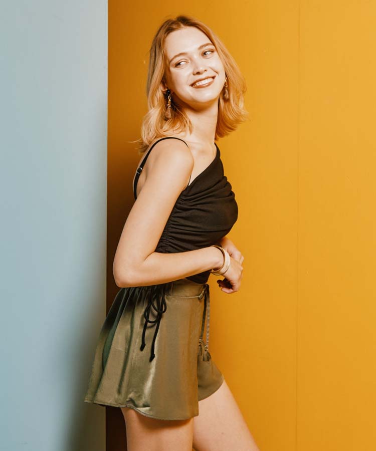 オシャレ水着【2022年新作】マットサテンショートパンツM・L【San-ai