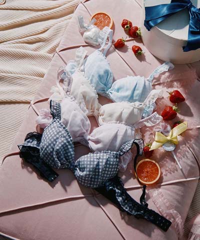 【SALE】フラッフィーギンガムリボンブラジャー＆ショーツセット  【northerly】