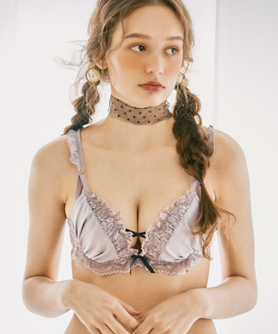 【WEB限定】フェミニンサテンクロス ブラジャー＆ショーツセット 【northerly】