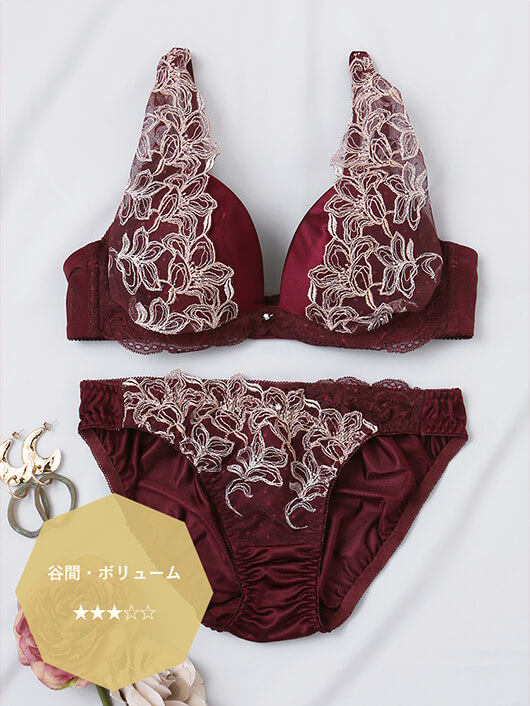 ケミカルサテン ブラジャー&ショーツセット