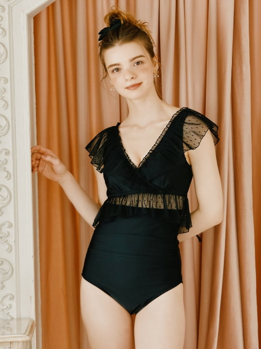 【San-ai Resort×PEACH　JOHNコラボ】【ナイスバディ水着】フリルワイヤービキニ　9M・11L