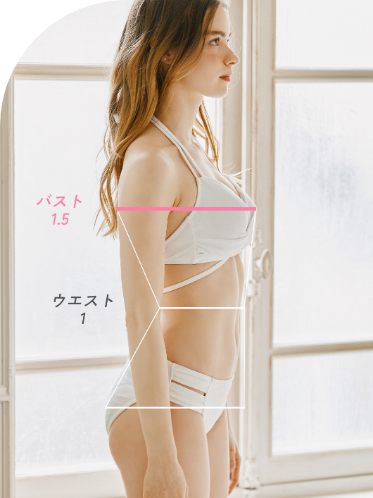 横から見て、バストの幅がウエストの「1.5倍」だとナイスバディ！