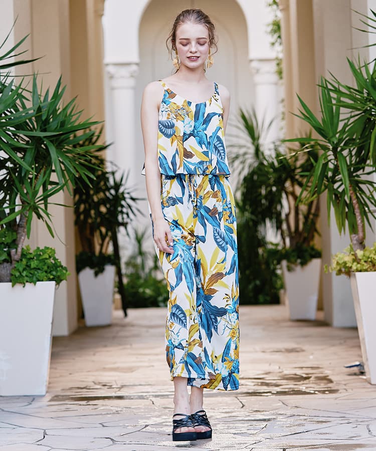 coral vail 花柄タンキニ　水着三点セット San-ai Resort 三愛水着楽園 水着 ロングパンツセット水着 9M・11L