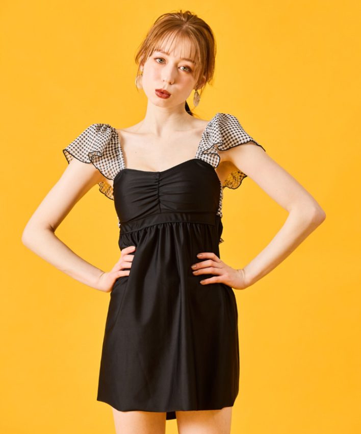 新品未使用♡Danny&amp;Anne 2wayリボンスイムウェア 水着 ワンピース黒 前後2WAYリボンあきワンピース